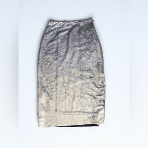 MNG By Mango Silver Sequin Pencil Skirt